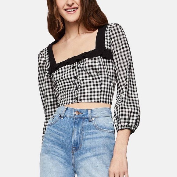 BCBGeneration Gingham Crop Top NWT - Picture 2 of 8